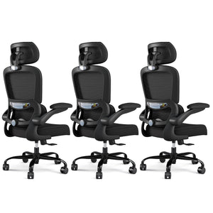 ( Black Pack of 3) Office Chair Ergonomic Desk Chair, 330 LBS Home Mesh Office Desk Chairs with Wheels, Comfortable Gaming Chairs
