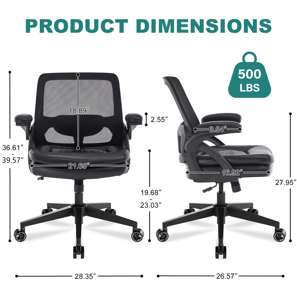 Big and Tall Office Chair, 500lbs Heavy Duty Ergonomic Mesh, Black