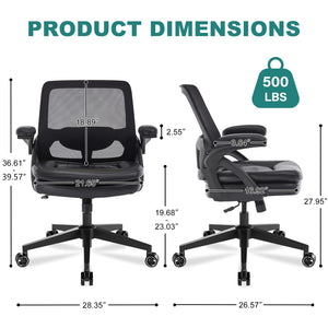 Big and Tall Office Chair, 500lbs Heavy Duty Ergonomic Mesh, Black