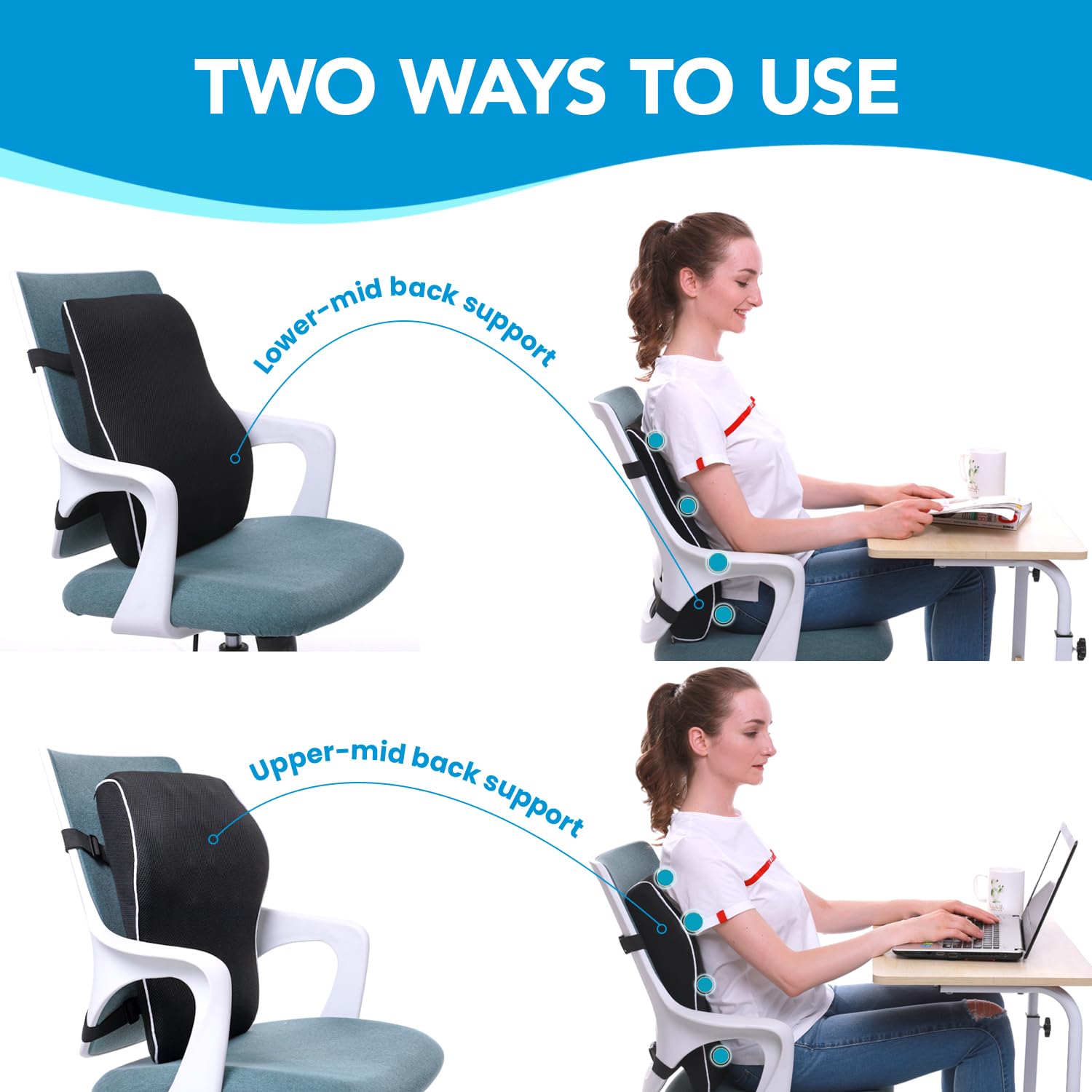 Lumbar Support Pillow for Office Chair, Office Home Essentials,Gifts for Mom,Dad, Back Support Pillow for Car, Chair Cushions,Back Pain Relief Improve Posture,Mesh Cover Double Adjustable Straps