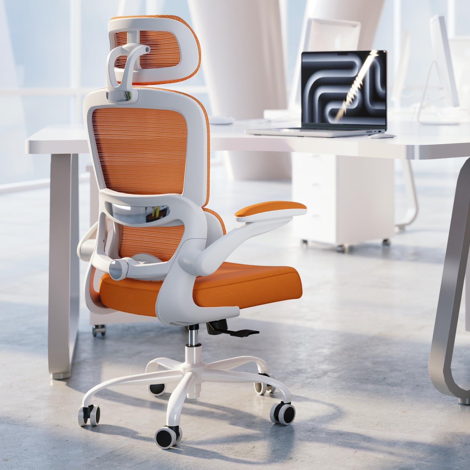 Office Chair Ergonomic Desk Chair, 330 LBS Home Mesh Office Desk Chairs with Wheels, Comfortable Gaming Chairs (Burnt Orange)