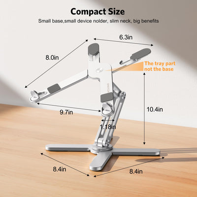 360° Rotating Laptop Stand Riser for Desk, Ergonomic Foldable Computer Stand Adjustable Height Angles for Collaborative Work, Easy Storage Fit Macbooks,All Laptops up to 16 inches, Silver
