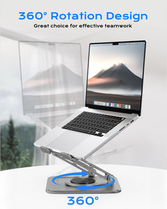 Adjustable Laptop Stand for Desk with 360 Base, Ergonomic Laptop Riser, Mount, Holder Notebook Computer Stand for MacBook Air Pro, HP, Dell, XPS, HP 16