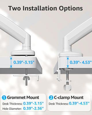 Single Monitor Desk Mount Holds Screen up to 32 inch, Height Adjustable Monitor Arm, Full Motion Computer Monitors Stand with Clamp/Grommet Base, VESA Mounts Fit 4.4-17.6lbs Computer, White