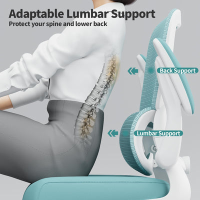 Office Chair - Ergonomic Desk Chair with Adjustable Lumbar Support, Mesh Computer Chair, Executive Chairs for Home Office Comfortable Lumbar Support (Mint Green)