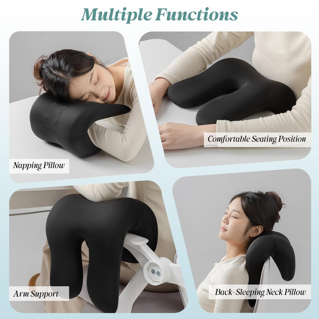 Office Chair Neck Pillow, Memory Foam Ergonomic Nap Pillow Office Chair Headrest Accessory, Neck Support Pillow Ideal for Office and Gaming, Black