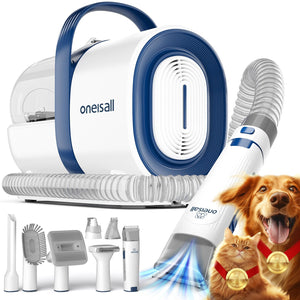 Dog Grooming Vacuum, Pet Grooming Vacuum with Clipper Nail Grinder, 1.5L Dust Cup Dog deshedding Brush with 7 Tools for Shedding Pet Hair, Home Cleaning(Blue)