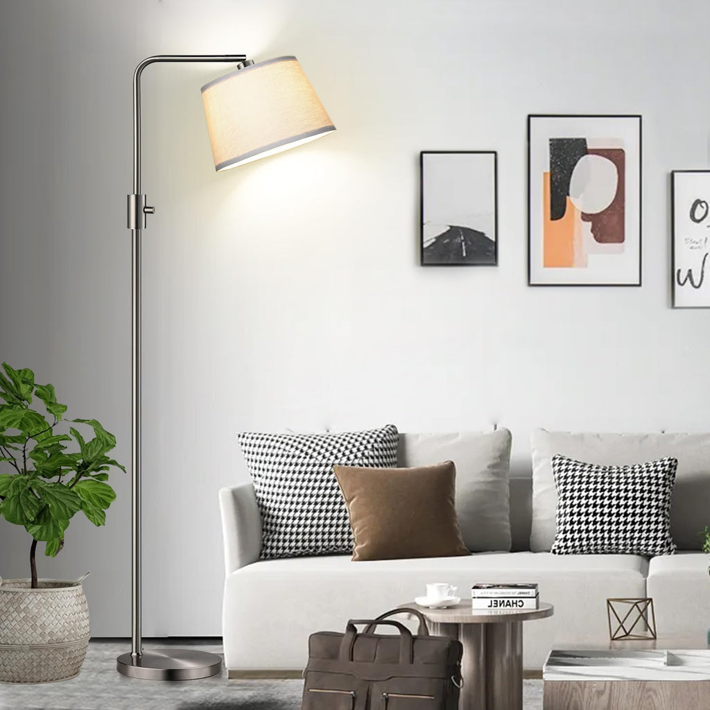Upgraded Dimmable Floor Lamp, 1000 Lumens LED Edison Bulb Included, Brushed Nickel Arc Floor Lamps for Living Room Modern Standing Lamp Tall Lamps for Living Room Bedroom