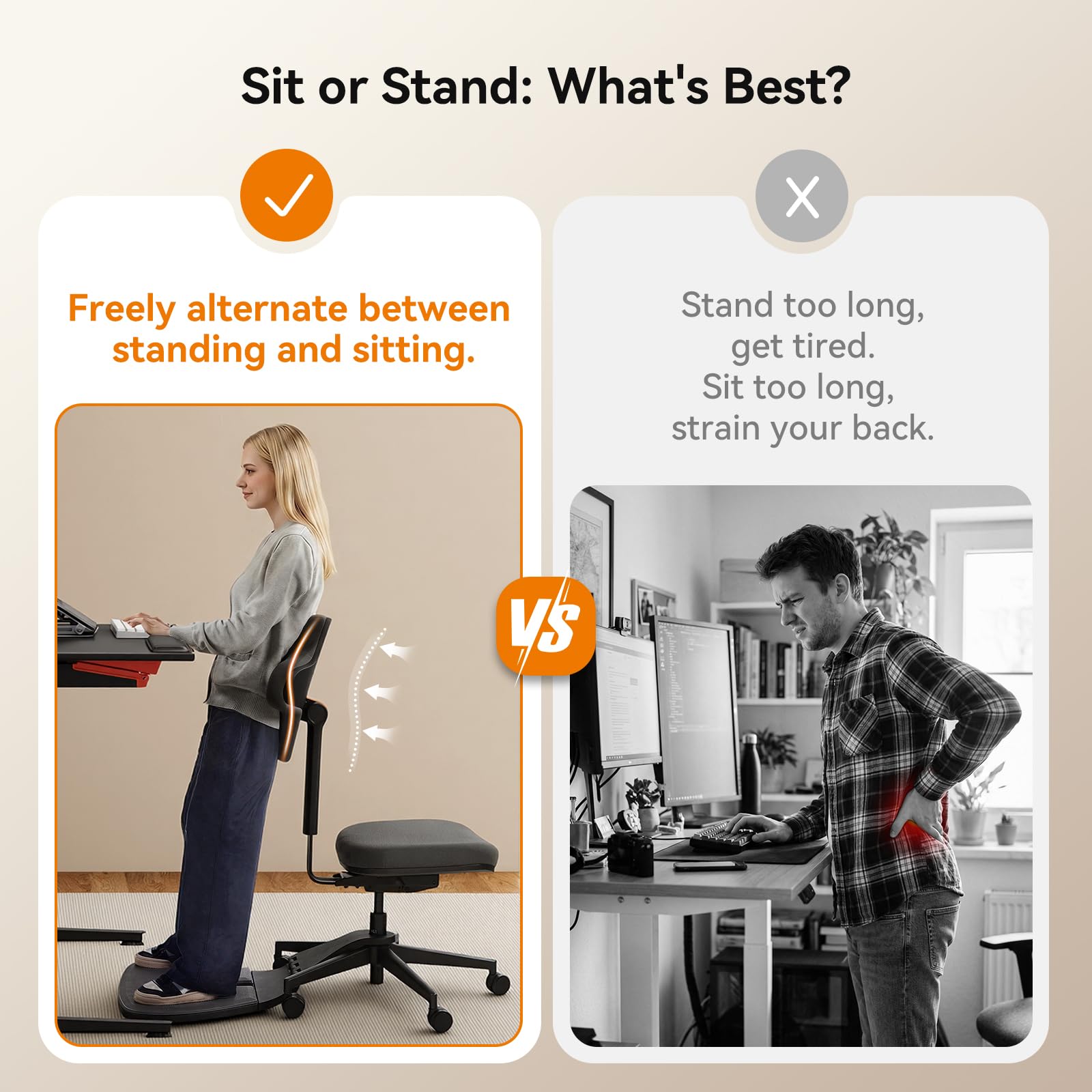Standing Desk Chair, Standing Mate Chair for Sit-Stand, Ergonomic Leaning Perch Chair with Anti-Fatigue Mat, Standing Stool, Saddle Chair, Height Adjustable Home Office Posture Seat-MT-M-DG