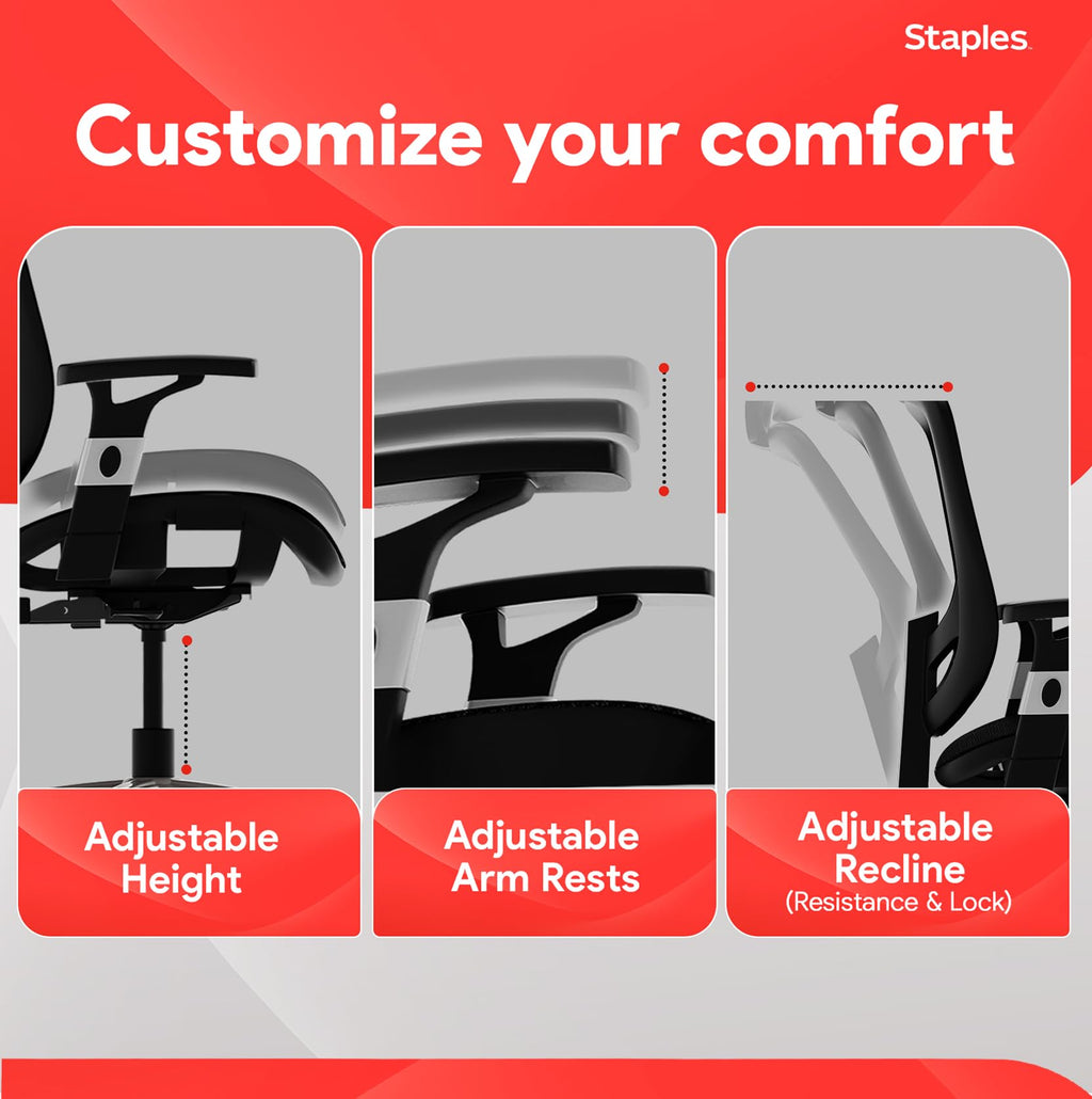 Ergonomic Task Chair, Mesh, Ergonomic, Lumbar Support, Swivel, Black