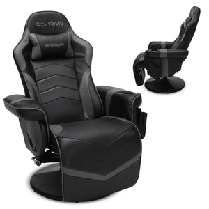 900 Console Gaming Recliner with Footrest and Lumbar Support - Comfortable Ergonomic Gaming Chair with Headrest, No Wheels, Reclining, Heavy Duty, Racing Style Video Game Chairs - Gray