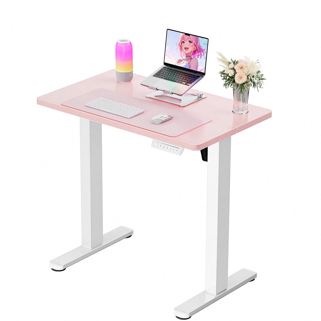 Height Adjustable Electric Standing Desk, 32 x 19 Inches Sit Stand up Desk, Memory Computer Home Office Desk, Pink