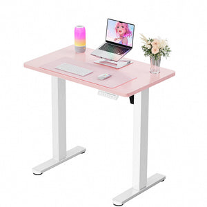 Height Adjustable Electric Standing Desk, 32 x 19 Inches Sit Stand up Desk, Memory Computer Home Office Desk, Pink