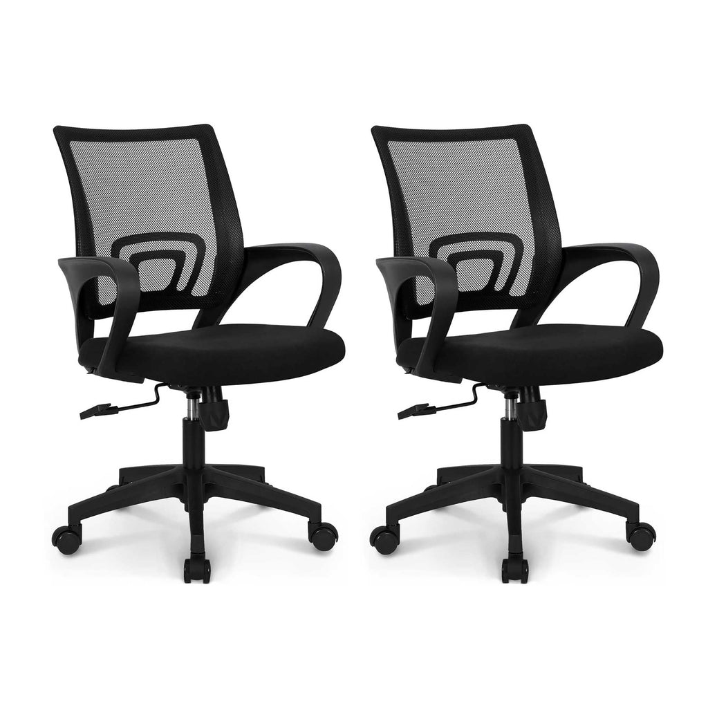 Office Desk Computer Chair Ergonomic Mesh Gaming Cushion Seat with Comfy Lumbar Mid Back Support Adjustable Height Swivel Rolling Wheels for Home Task (2 pk - Black)