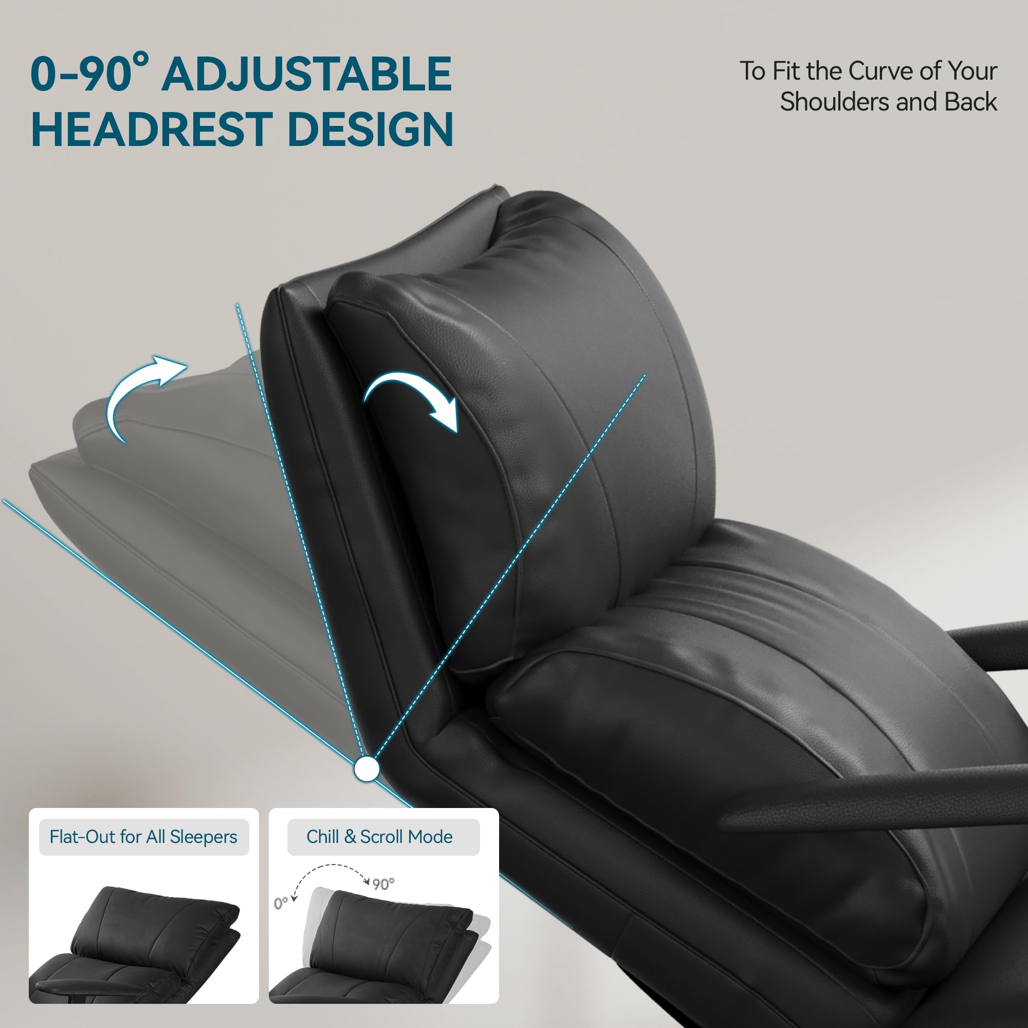 Reclining Office Chair | 170° Ergonomic Leather Chair with Adjustable Headrest, Footrest & 420lb Capacity