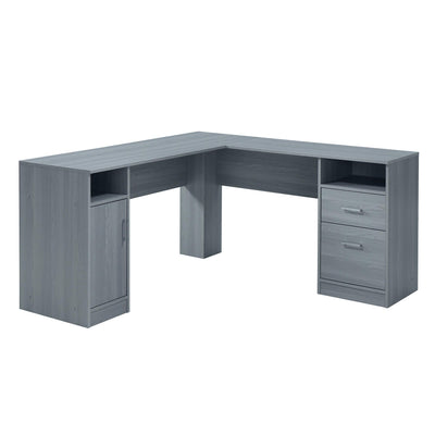 Functional L-Shaped Computer Desk with storage, L is ⁠59.5