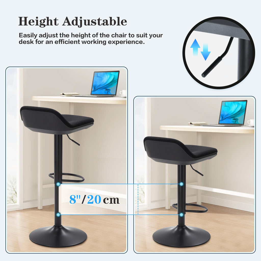 Standing Desk Stool, Height Adjustable Standing Desk Chair, Ergonomic Sit Stand Stool with Footrest, 360° Swivel Leaning Stools for Office Home (Black)
