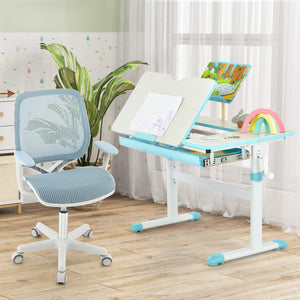 Kids Desk Chair, Height Adjustable Children Study Computer Chair with Armrests, Sit-Brake Casters, Swivel Mesh Task Chair for Boys Girls Teens Students, Kids Chair for Home, Office, School