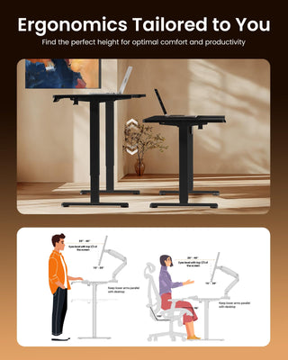 Height Adjustable Electric Standing Desk, 55 x 28 Inches Sit Stand up Desk, Memory Computer Home Office Desk, Carbon Fiber Black