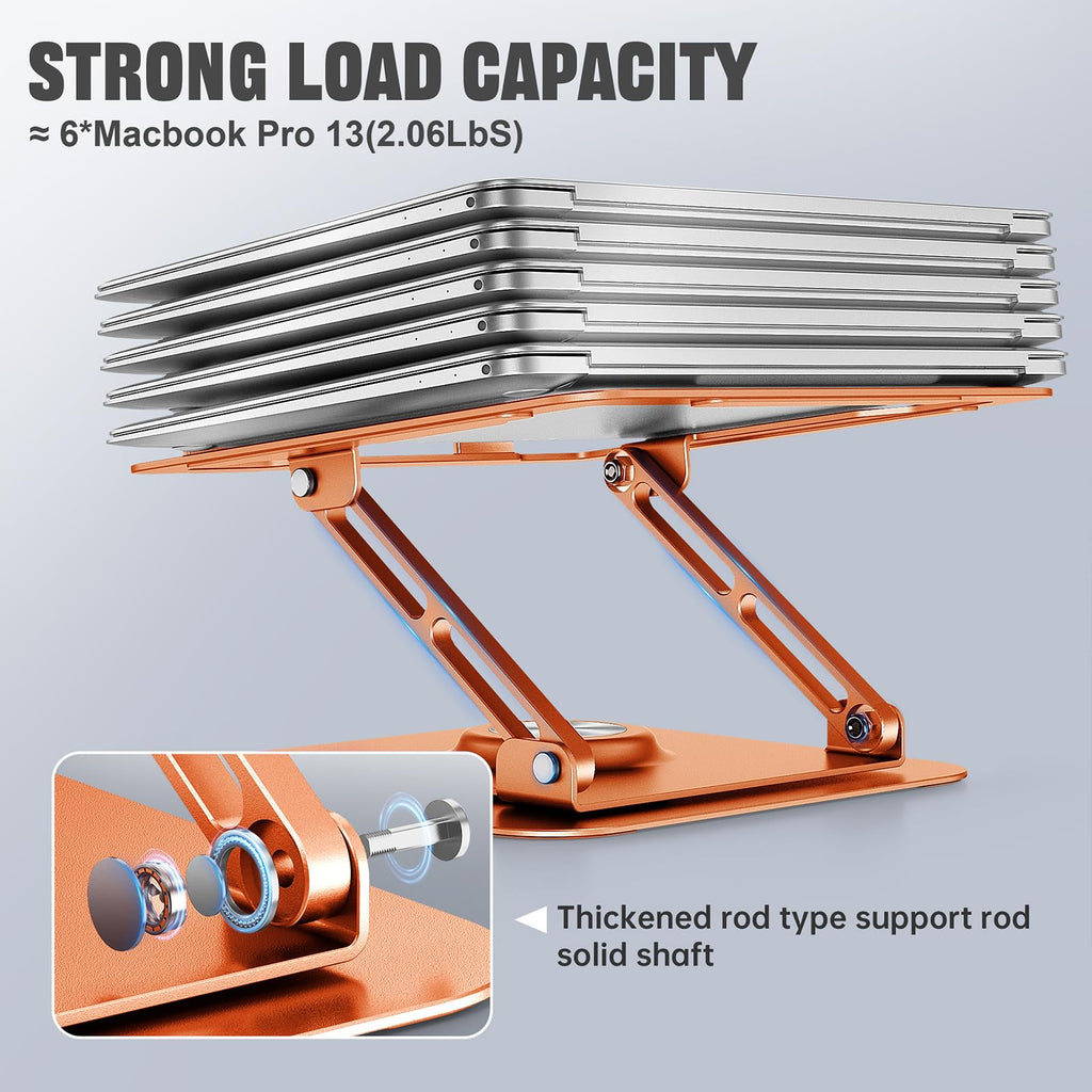 Laptop Stand for Desk, Adjustable Computer Stand with 360° Rotating Base, Ergonomic Laptop Riser for Collaborative Work, Foldable & Portable Laptop Stand, fits for All 10-16" Laptops