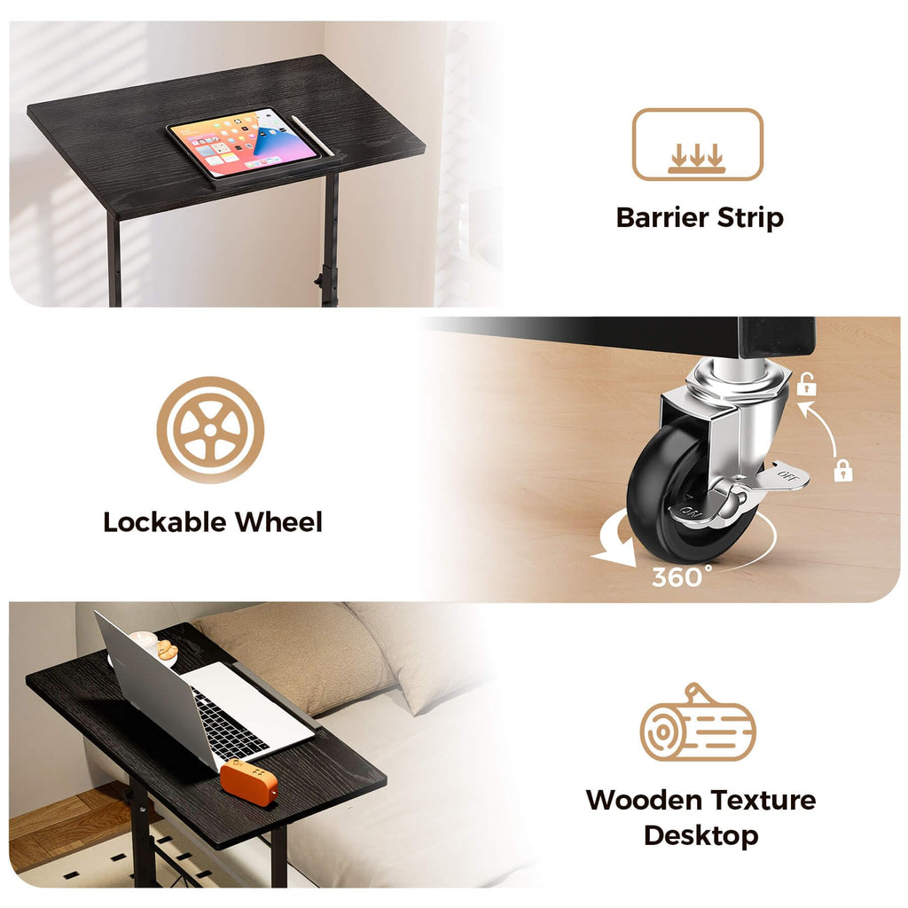 Standing Desk Adjustable Height & Tiltable Tabletop, Portable Stand Up Desk for Laptop, Mobile Folding Desk for Home Office Work and Walking Pad Treadmill, Height 30.7"-46.4", Black
