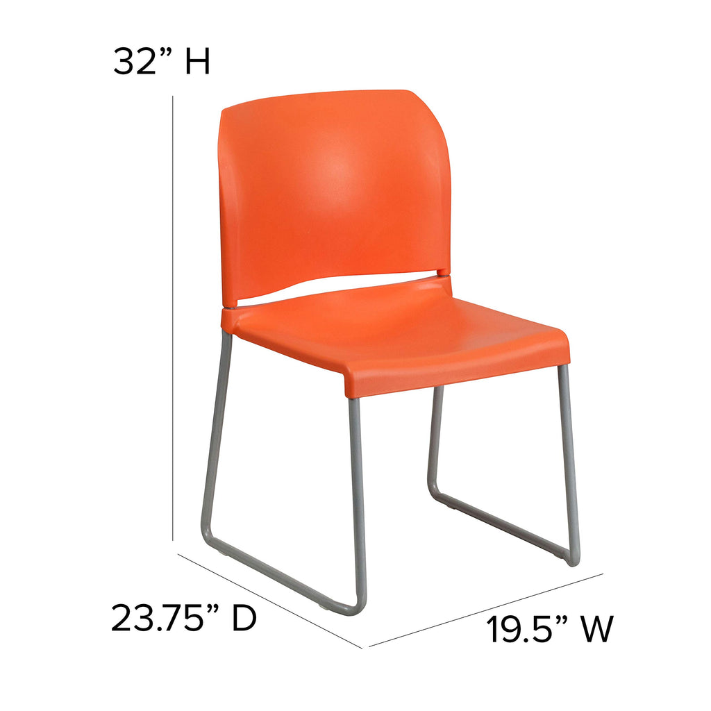 Set of 5, Orange, Hercules Series Contoured Stacking Chairs for Waiting Rooms and Offices, Ergonomic Lobby Chairs with Curved Back