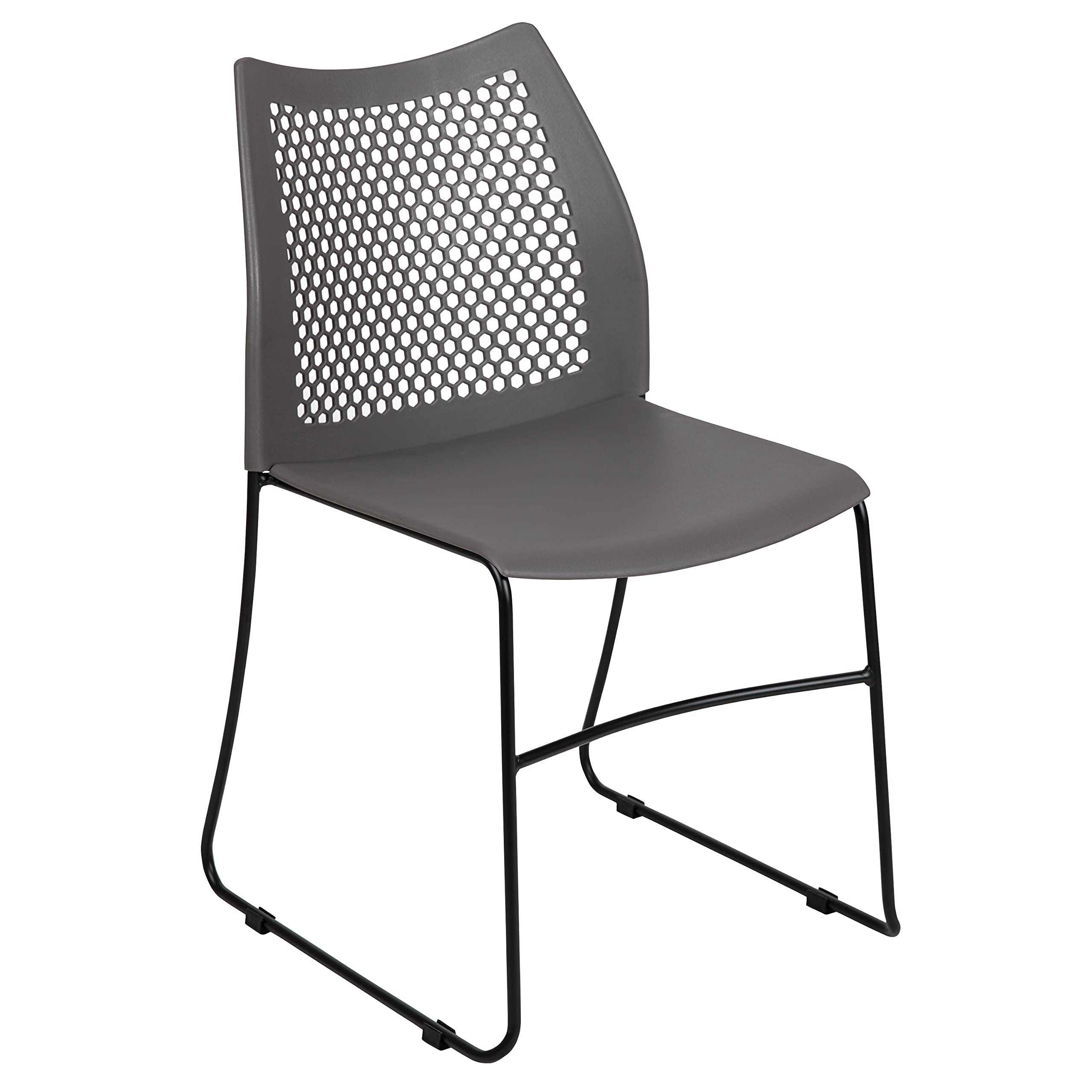 Set of 5 Gray, Hercules Series Contoured Lobby Chairs with Air-Vent Honeycomb Backs, Ergonomic Stacking Chairs for Offices,