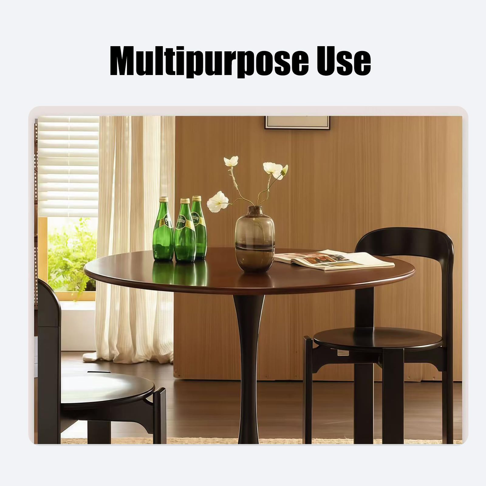 31.5" Tulip Table for 2-4 Persons Modern Round Dining Room Table, Mid-Century Modern Walnut Small Kitchen Table with MDF Wooden Top, Leisure Coffee Table for Living Room, Dining Room, Office