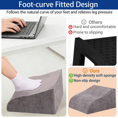 Foot Rest for Under Desk at Work, Ergonomic Under Desk Footrest with Washable Cover for Office, Home & Gaming Leg Elevation Pillow Dark Gray