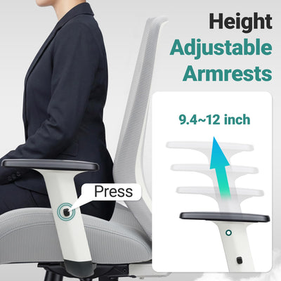 Big and Tall Home Office Desk Chair 500lb Capacity for Heavy People, Ergonomic Wide Mesh Desk Chair with Stepless Recline & Lock, 5.5