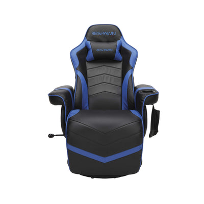 900 Console Gaming Recliner with Footrest and Lumbar Support - Comfortable Ergonomic Gaming Chair with Headrest, No Wheels, Reclining, Heavy Duty, Racing Style Video Game Chairs - Blue