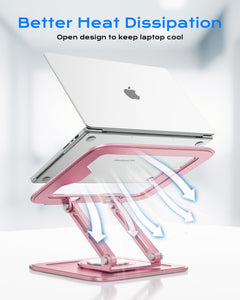 Adjustable Laptop Stand, Computer Stand with 360 Rotating Base, Ergonomic Laptop Riser Mount for Desk Foldable Protable Computer Desk Fits with MacBook Pro Air (10-16