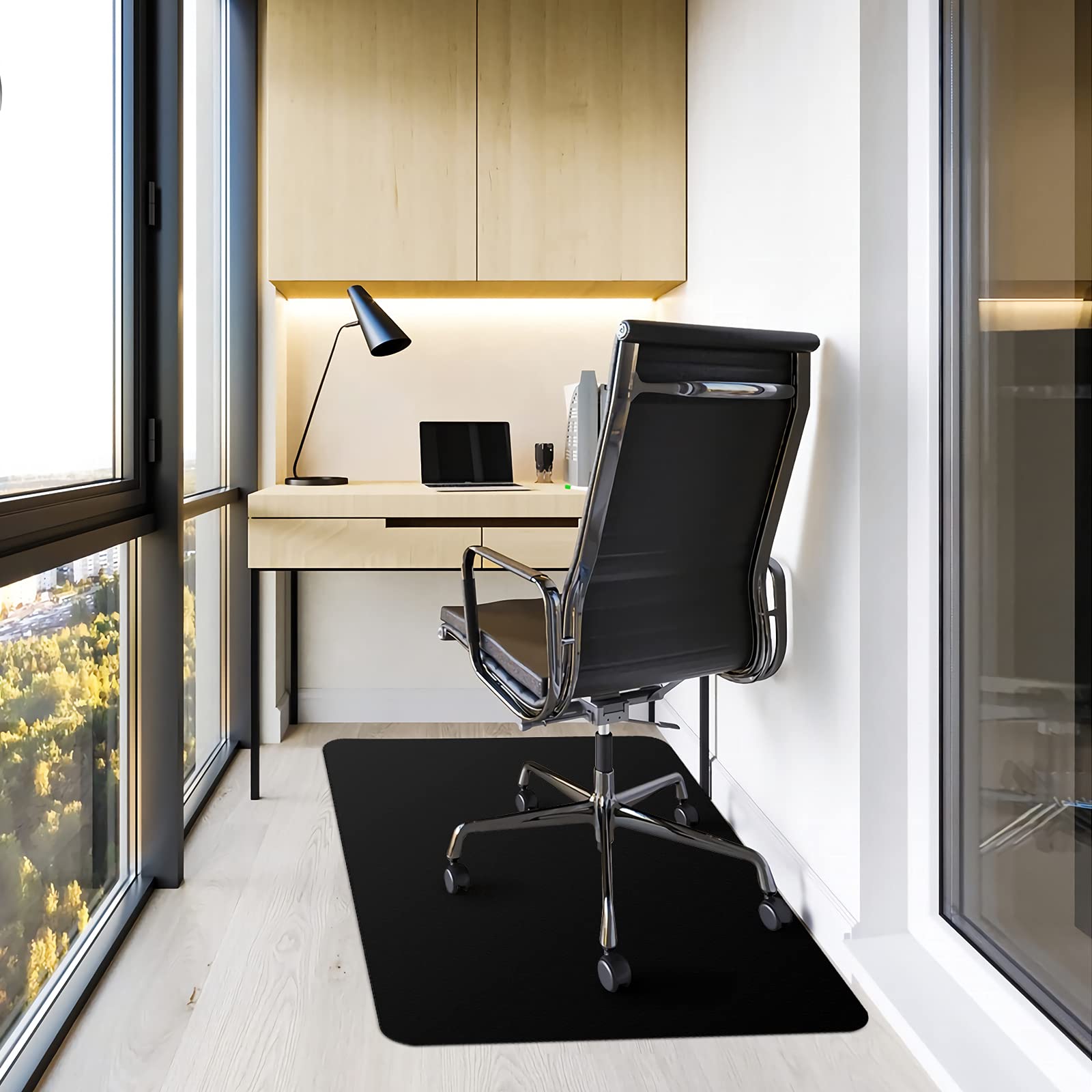 Chair mat for Hardwood Floor 36 x 48 inches Rectangle Floor Mats Wood/Tile Protection Mat for Office & Home, Black