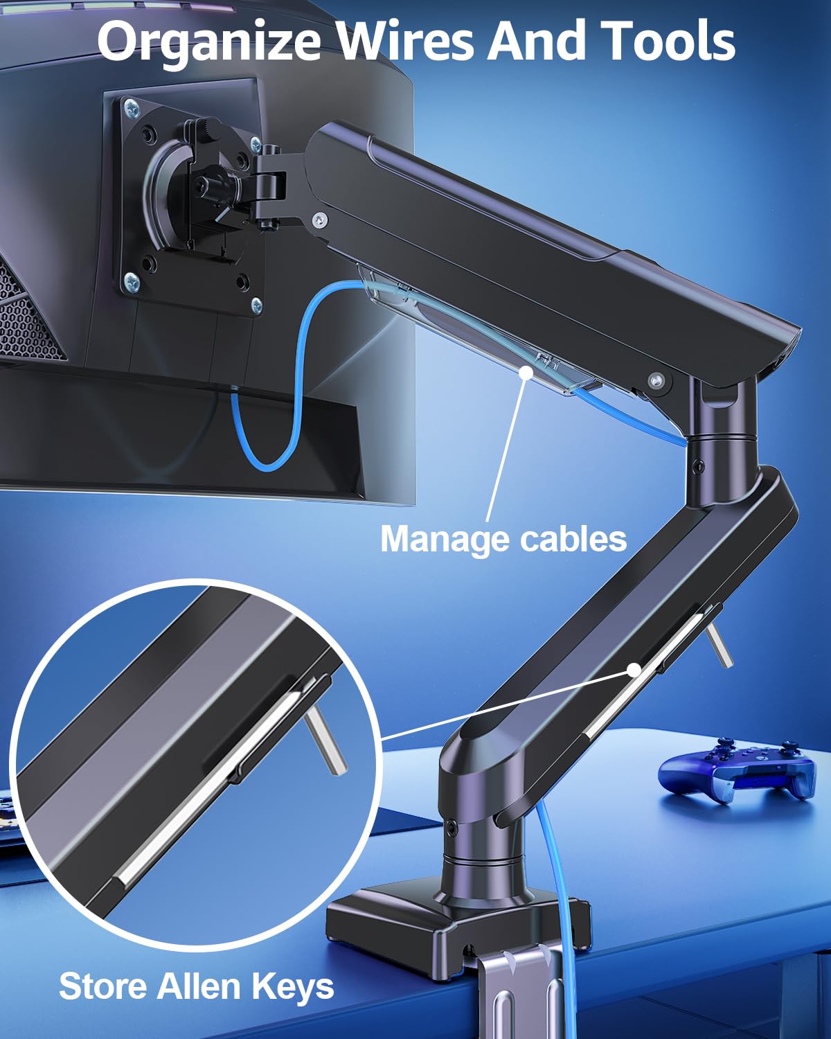 Single Monitor Mount for 32 27 24 22 inch Screen, Monitor Arm Holds 4.4-22 lbs, Monitor Desk Mount, Gaming & Home Office Use, VESA 75x75mm & 100x100mm, Freelift Pro Black