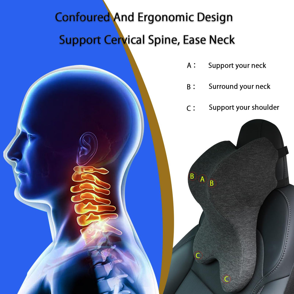 Neck Pillow for Driving Gaming Chair Headrest Pillow Office Chair Neck Pillow Ergonomic Design Double Straps Design Suitable for Different Heights