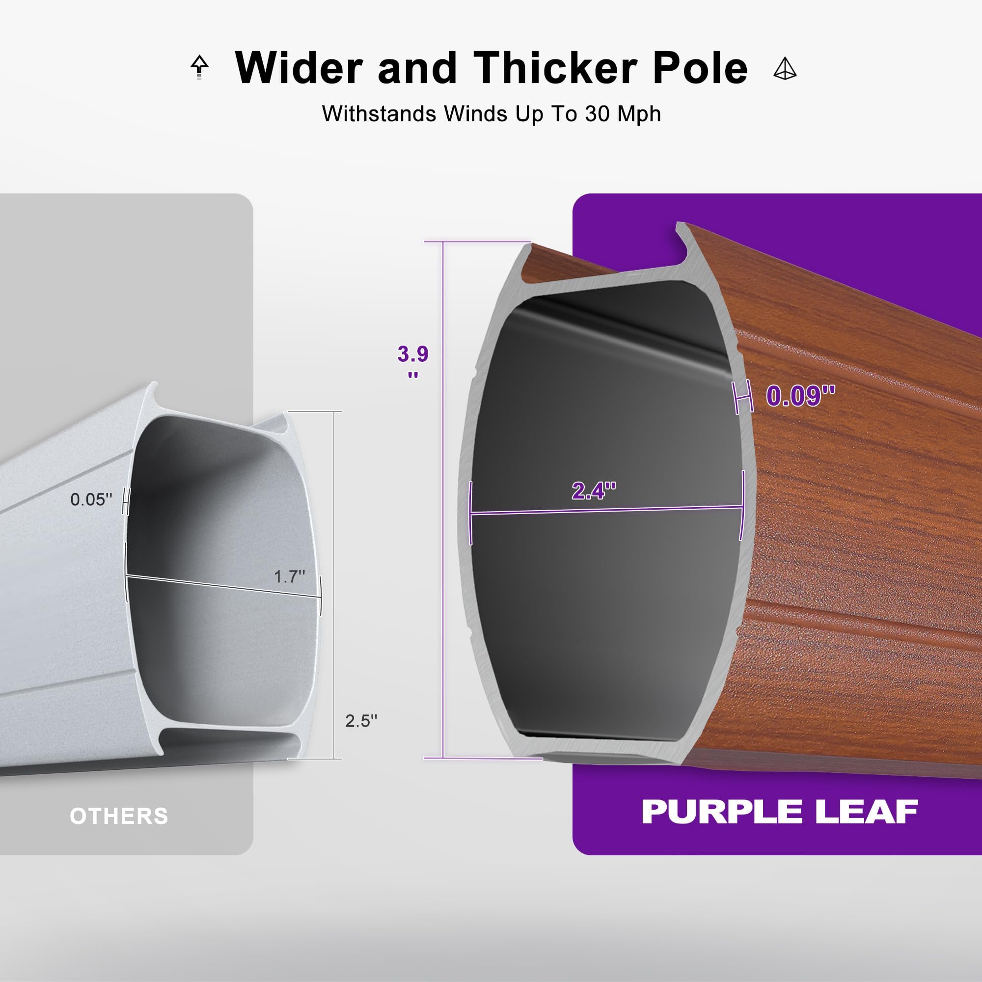 PURPLE LEAF 12' X 12' Patio Large Cantilever Umbrella Outdoor Square Wood Umbrellas Offset Umbrella Heavy Duty Sun Umbrellas for Garden Deck Pool, Deep Beige