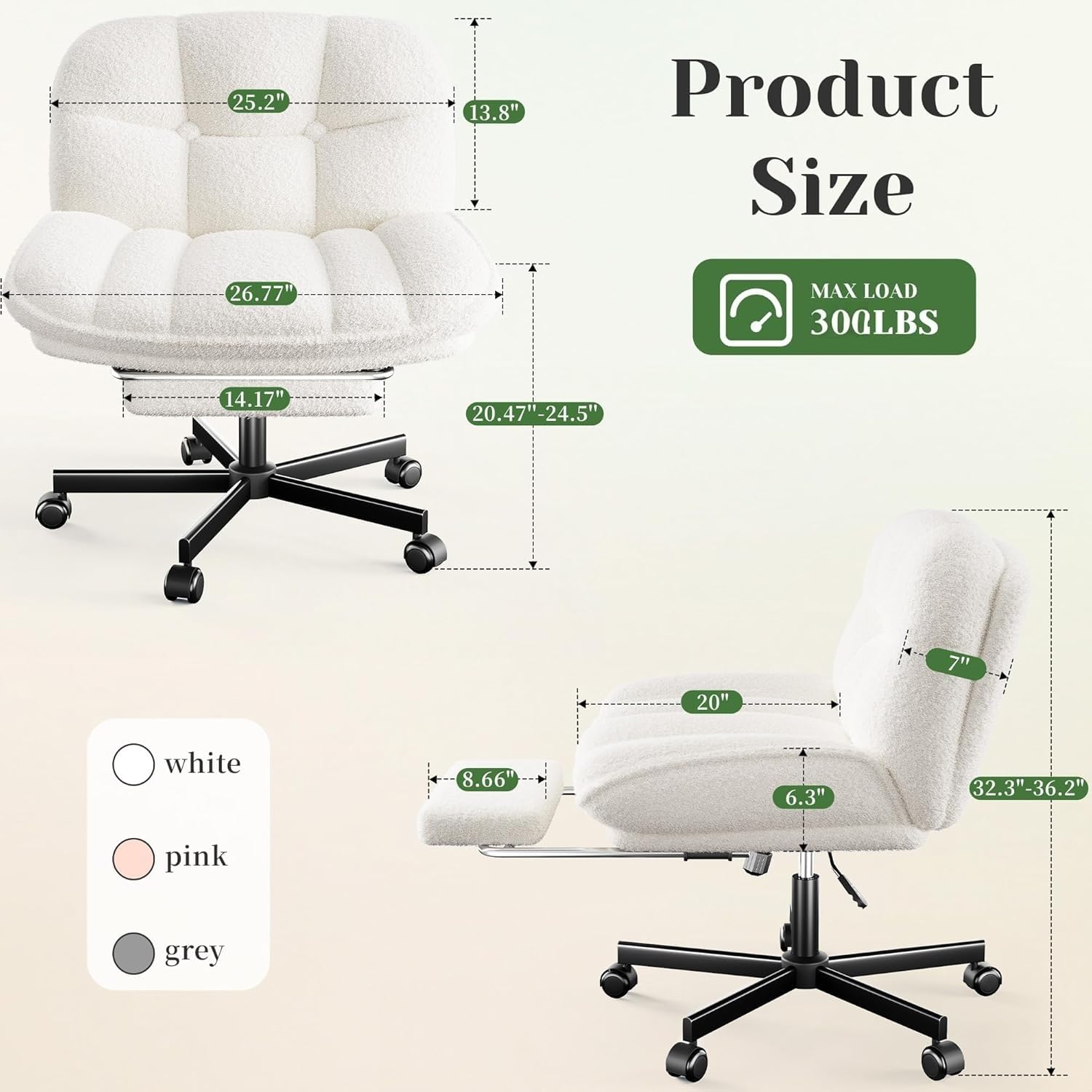 Cross Legged Office Chair with Foot Rest, 6.3