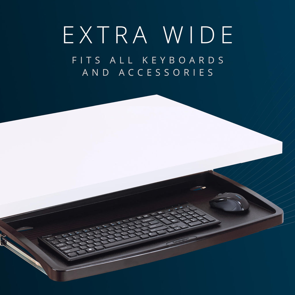 Keyboard Tray Under Desk, SmartFit Ergonomic Slide-Out Keyboard Drawer with Cable Management, Extra-Wide Height Adjustable Keyboard Holder, 24.5" x 11.75", Black K60004US