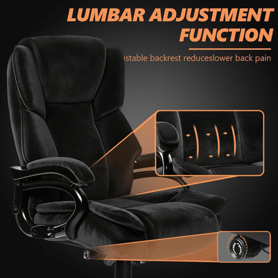 500lbs Fabric Big and Tall Office Chair,500lbs Heavy Duty Office Chair for Heavy People, High Back Executive Computer Chair with Adjustable Lumbar Support, Dual Rubber Wheel