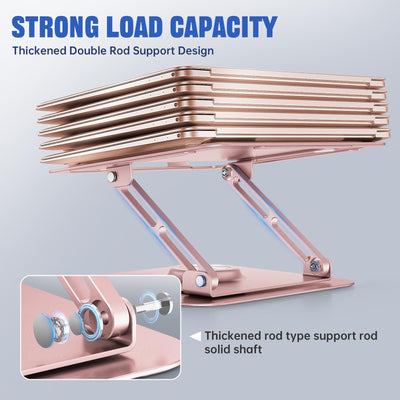 Laptop Stand for Desk, Adjustable Computer Stand with 360° Rotating Base, Ergonomic Laptop Riser for Collaborative Work, Foldable & Portable Laptop Stand, fits for All 10-16