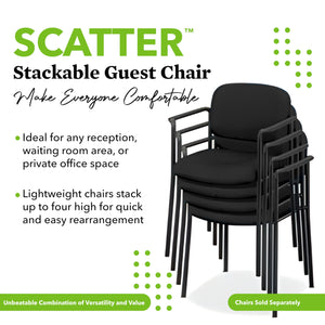 Guest Office Chair, Armless Leather Seating for Waiting Rooms, Lobbies, Conference Areas, and Offices, Stackable Side Chair for Reception and Training Spaces, Black