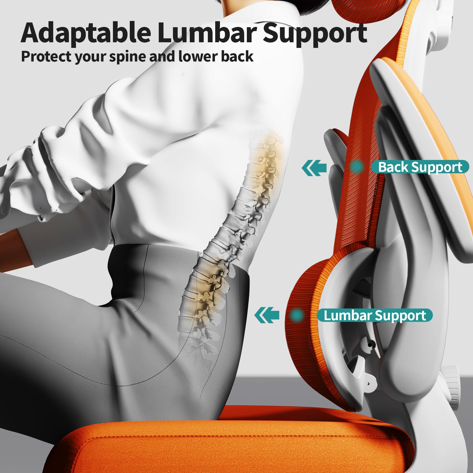 Office Chair Ergonomic Desk Chair, 330 LBS Home Mesh Office Desk Chairs with Wheels, Comfortable Gaming Chairs (Burnt Orange)