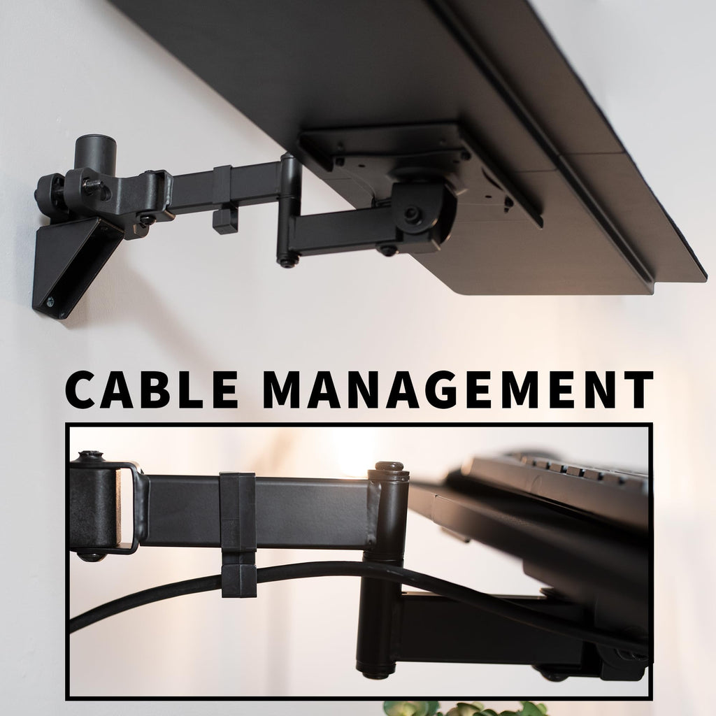 Universal 26 Inch Keyboard and Mouse Tray Pole Mount, 360 Degree Rotation, Neutral Writing Position, Black, Mount-POLEKB