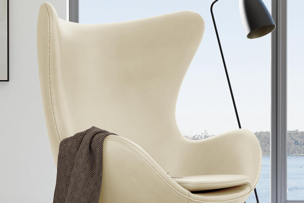 Valencia Finola Swivel Armchair 35.4”, Italian Nappa 11000 Top Grain Leather, 360° Swivel, Mid-Century Modern Accent Chair for Living Room, Cream