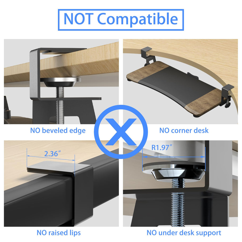Keyboard Tray Under Desk Pull Out with C Clamp Mount, Computer Keyboard & Mouse Tray, 25.6 (30 Including Clamps) x 11.8 inch Slide-Out Platform Computer Drawer for Typing, DSF1C