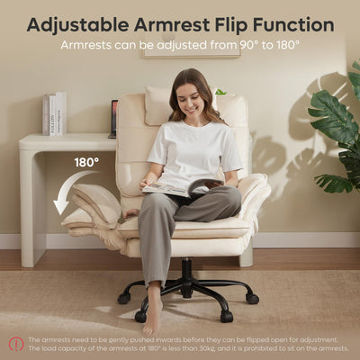 Criss Cross Chair with Flip-Up Armrests, Swivel Makeup Vanity Chair with Wheels & Side Pockets, Cross Legged Office Chair for Home Office, Bedroom (Beige Velvet, High Back)