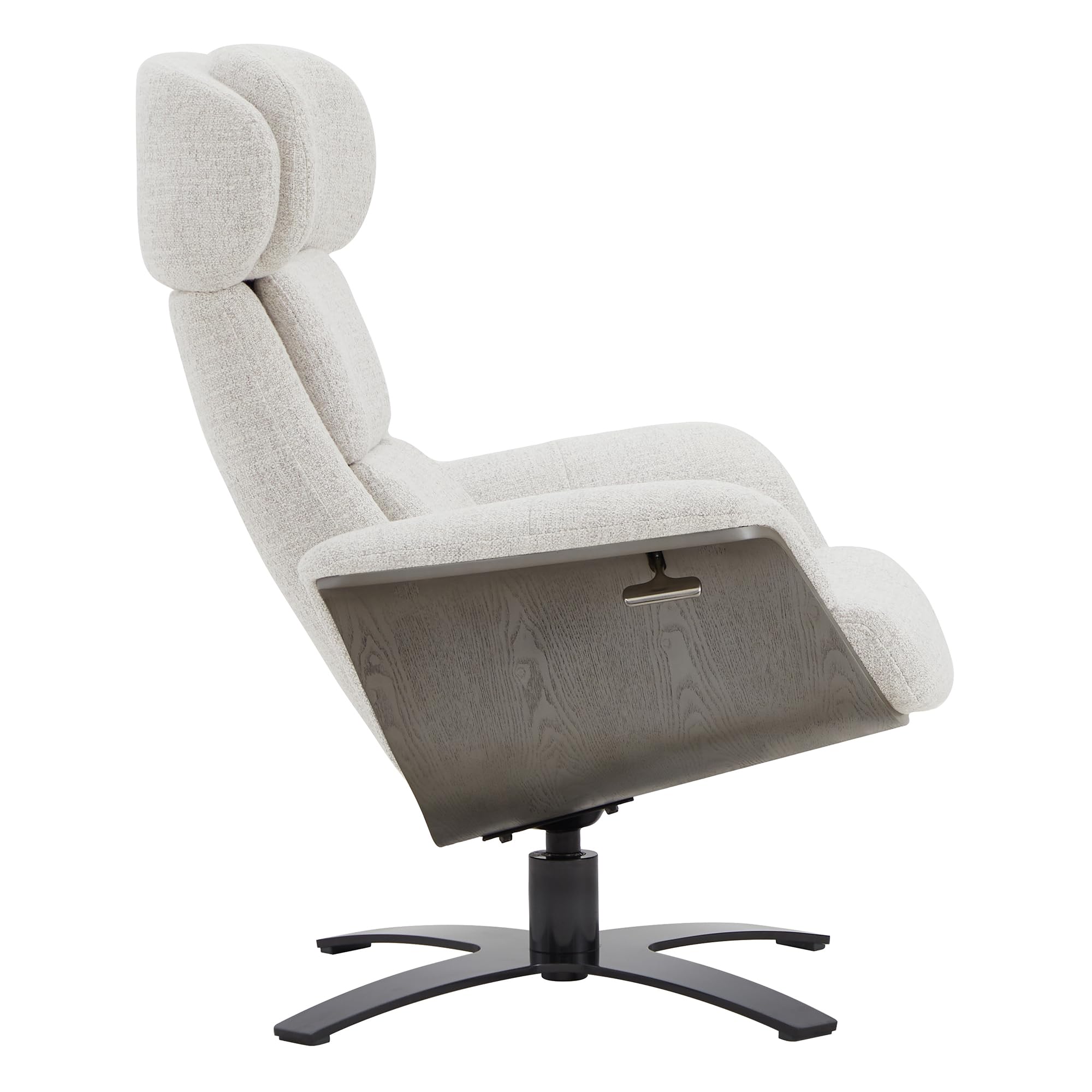 Fabric Reclining Swivel Chair with Adjustable Headrest and Ottoman for Living Room, White (Multi-Colored)
