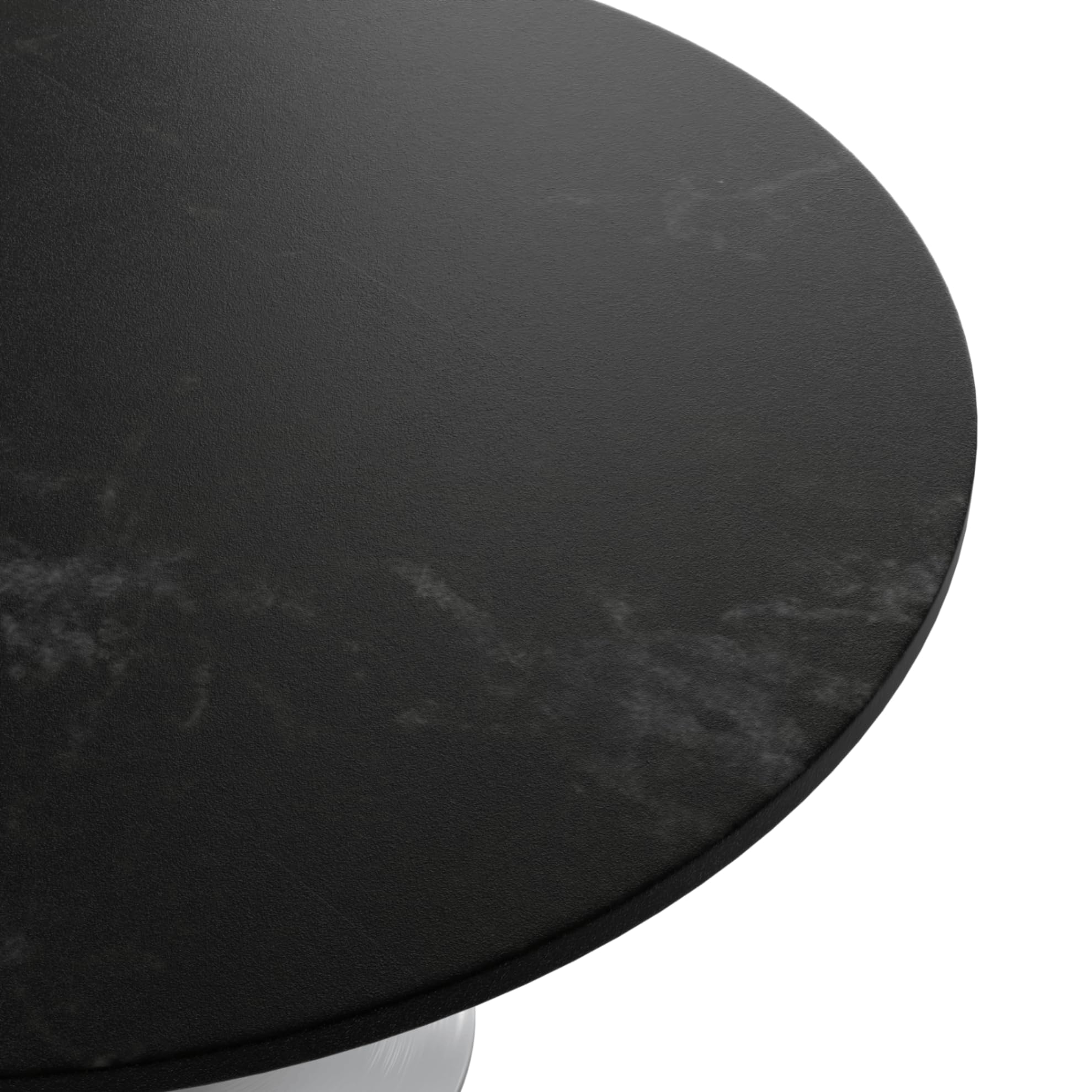 Mid-Century Modern 48 Inch Round Dining Table, MDF Wood Tabletop with White Steel Pedestal Base, Large Pedestal Kitchen & Dining Room Table, Breakfast Nook Table (Black)