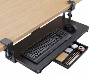 Large Under Desk Keyboard Tray with Sturdy C-Clamp Mount, 26 (30.16