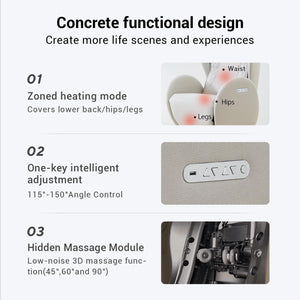 Heated Massage Chair, Full Body Massaging Zero-Gravity Leisure Recliner with Low-Noise 3D Massage and Dual Sound Systems Modern Massage Chairs (Elder White)